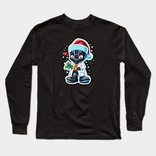 Christmas Super Hero Stylized Dark Defender Cartoon Long Sleeve T-Shirt